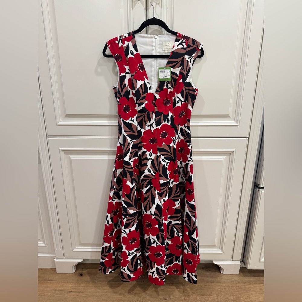 NWT Kate Spade Poppy Field Structure Lingonberry Dress - Picture 2 of 5